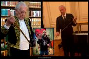 El escritor premio Nobel Vargas Llosa ingresa en la Academia Francesa exhibiendo una espada de Toledo.