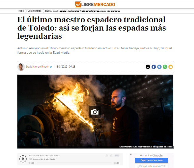 Portada Libertad Digital: el últomo espadero de Toledo