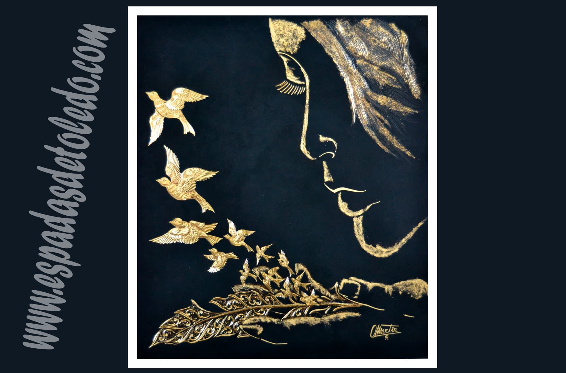 ’Silencio’ - Cuadro damasquinado en oro 24ct - Colección Belle Dame 